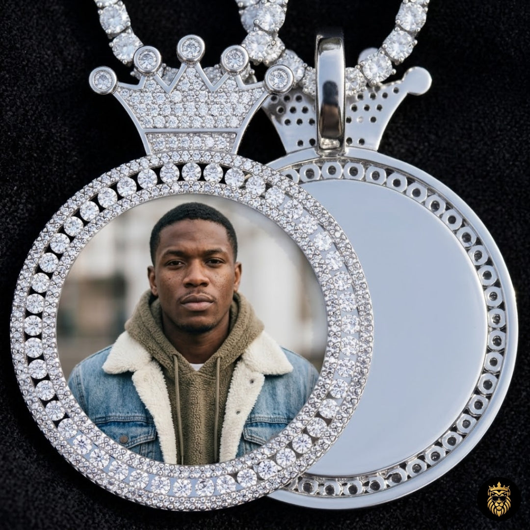 Personalized Photo Round King Medallion Memory Pendant Necklace