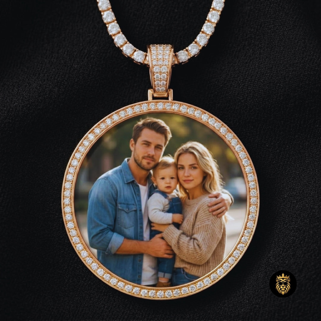 45mm Custom Photo Memory Medallion Necklace - Hip Hop Solid Pendant Necklace