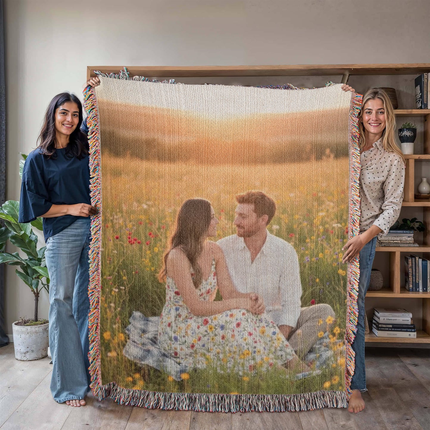 Custom Family Photo Woven Blanket