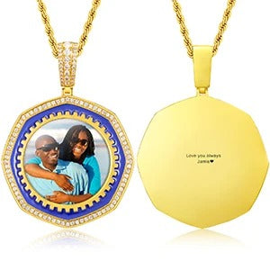 2025 New Arrival Octagon Custom Made Photo Medallions Pendant Necklace