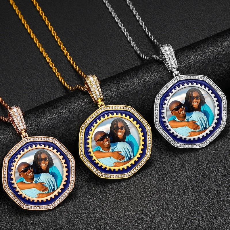 2025 New Arrival Octagon Custom Made Photo Medallions Pendant Necklace