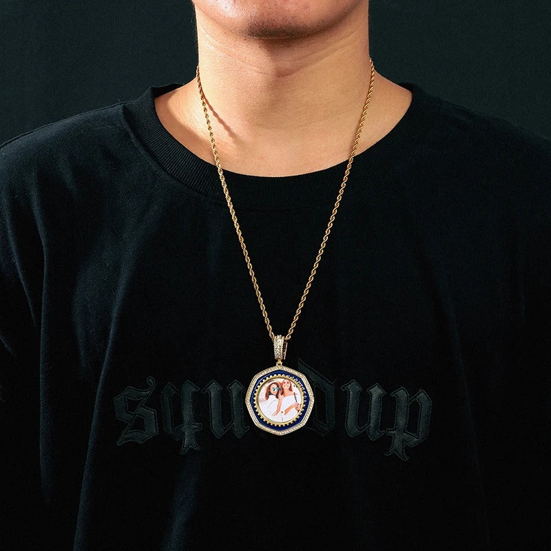 2025 New Arrival Octagon Custom Made Photo Medallions Pendant Necklace