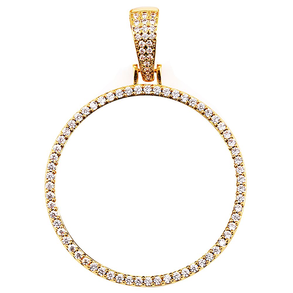 18k Iced Out Golden Medallion Picture Necklace- Personalized Gift For Mom