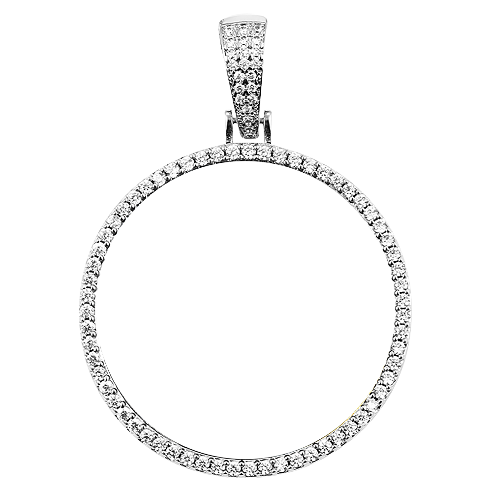 18k Iced Out Silver Medallion Picture Necklace- Personalized Gift For Mom