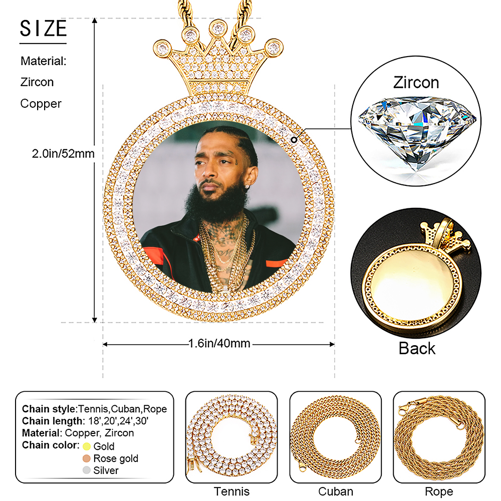 Personalized Photo Round King Medallion Memory Pendant Necklace- Golden Medallion Necklace For Special Gift