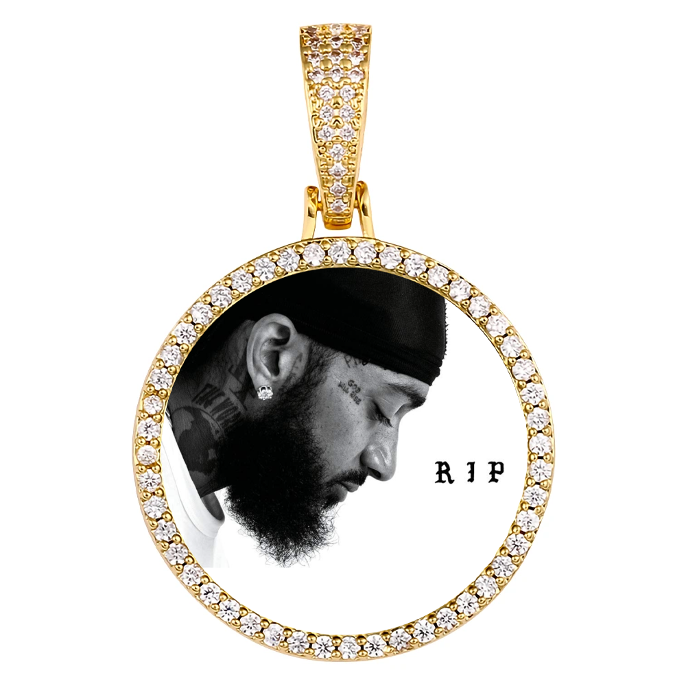 Custom Photo Medallion Memory Pendant Necklace- Gold Medallion Necklace For Men and Women