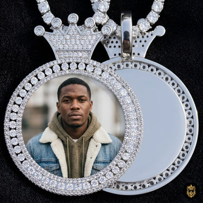 Personalized Photo Round King Medallion Memory Pendant Necklace