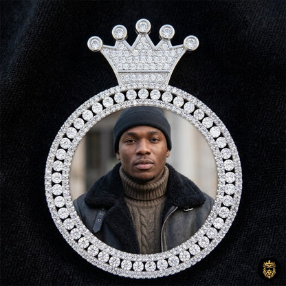 Personalized Photo Round King Medallion Memory Pendant Necklace