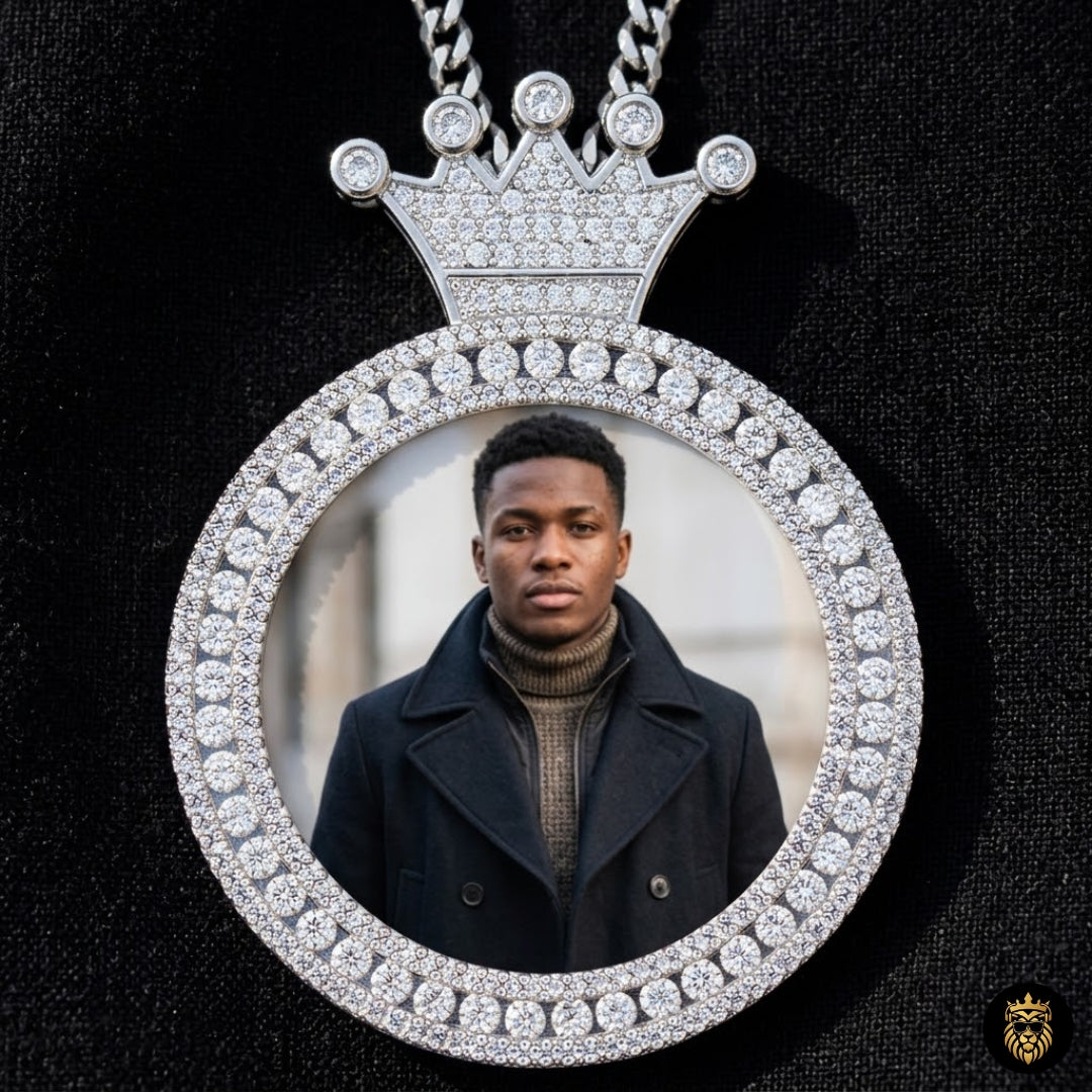 Personalized Photo Round King Medallion Memory Pendant Necklace