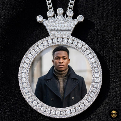 Personalized Photo Round King Medallion Memory Pendant Necklace