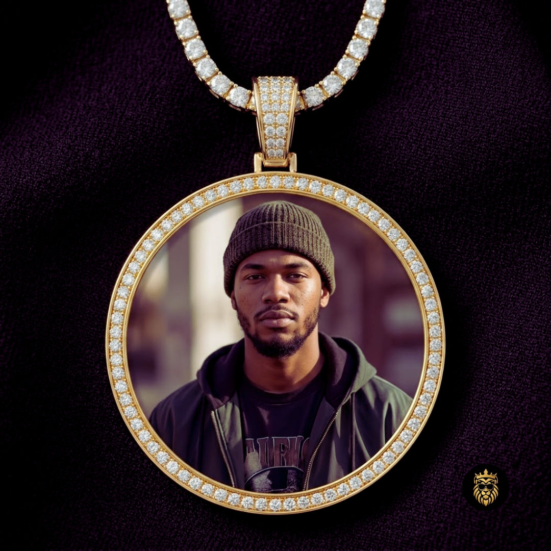 45mm Custom Photo Memory Medallion Necklace - Hip Hop Solid Pendant Necklace