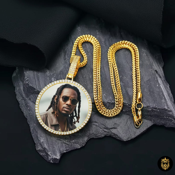 45mm Custom Photo Memory Medallion Necklace for Men – Hip Hop Solid Pendant Necklace