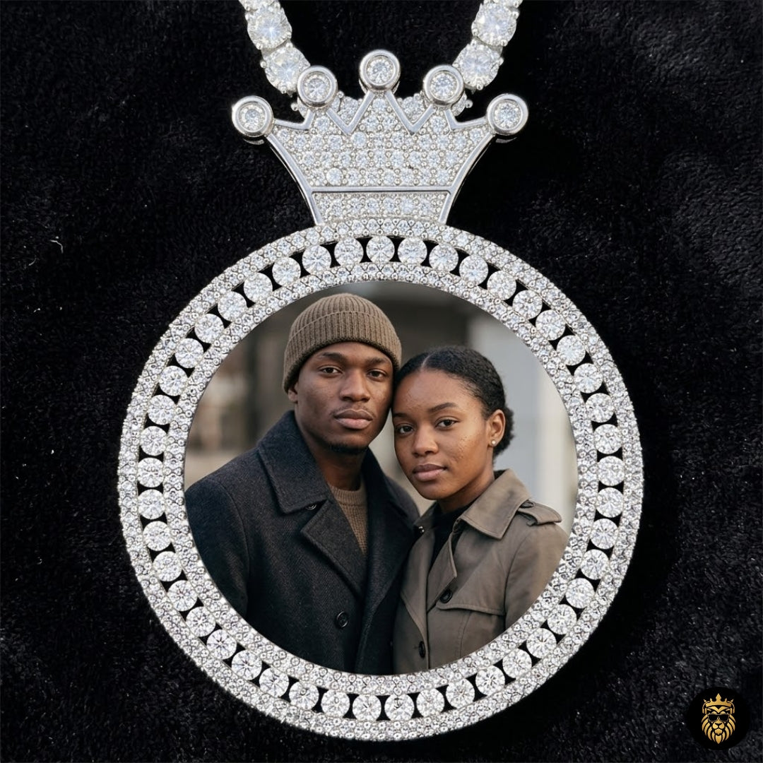 Personalized Photo Round King Medallion Memory Pendant Necklace