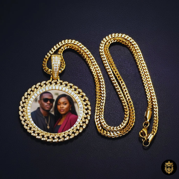 Cuban Link Custom Photo Memory Medallion Necklace – Personalized Hip Hop Pendant with Cubic Zircon