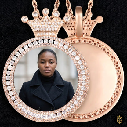 Personalized Photo Round King Medallion Memory Pendant Necklace