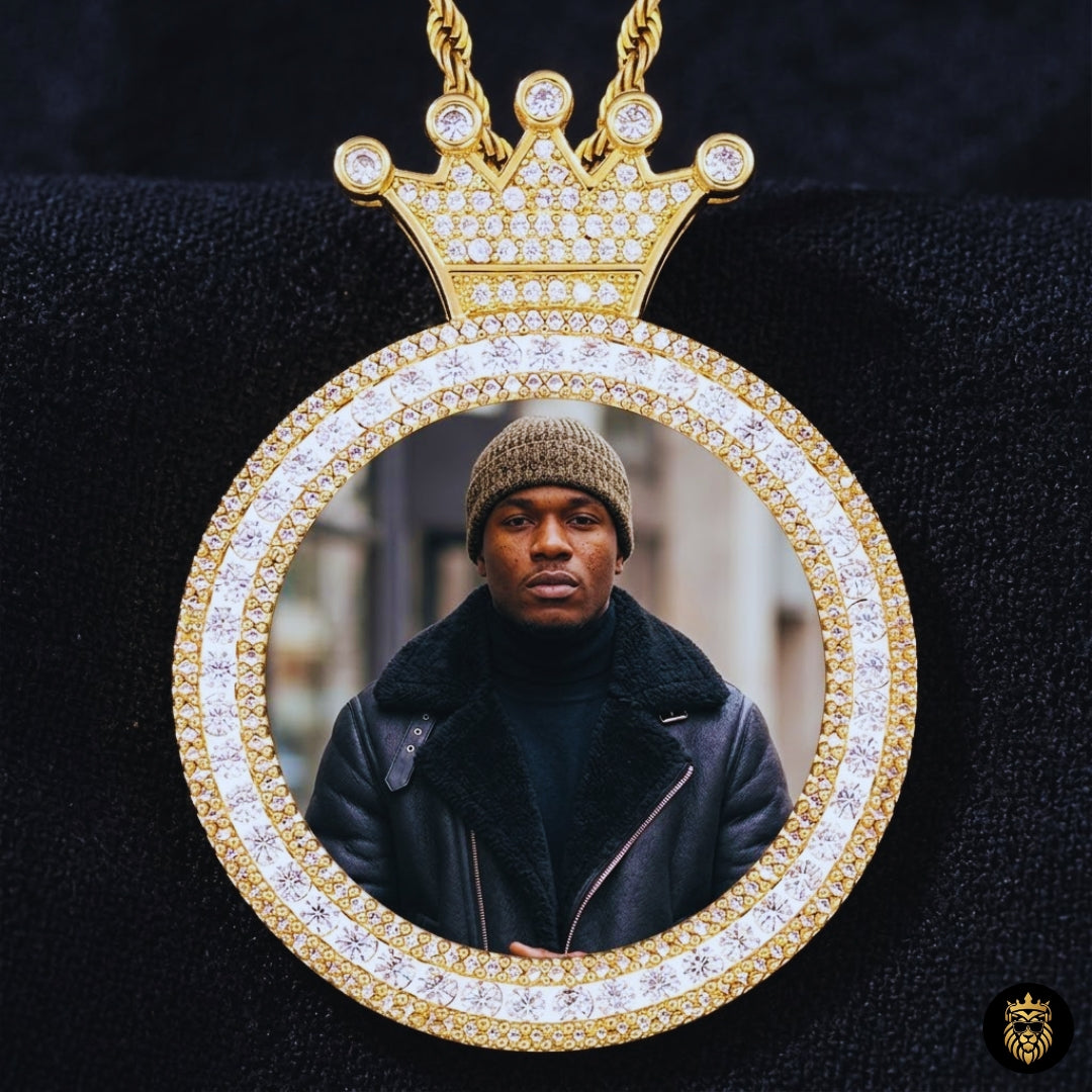 Personalized Photo Round King Medallion Memory Pendant Necklace