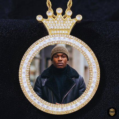 Personalized Photo Round King Medallion Memory Pendant Necklace