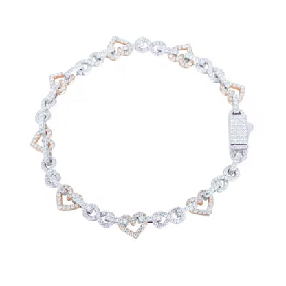 8mm moissanite infinity heart bracelet in 925 sterling silver