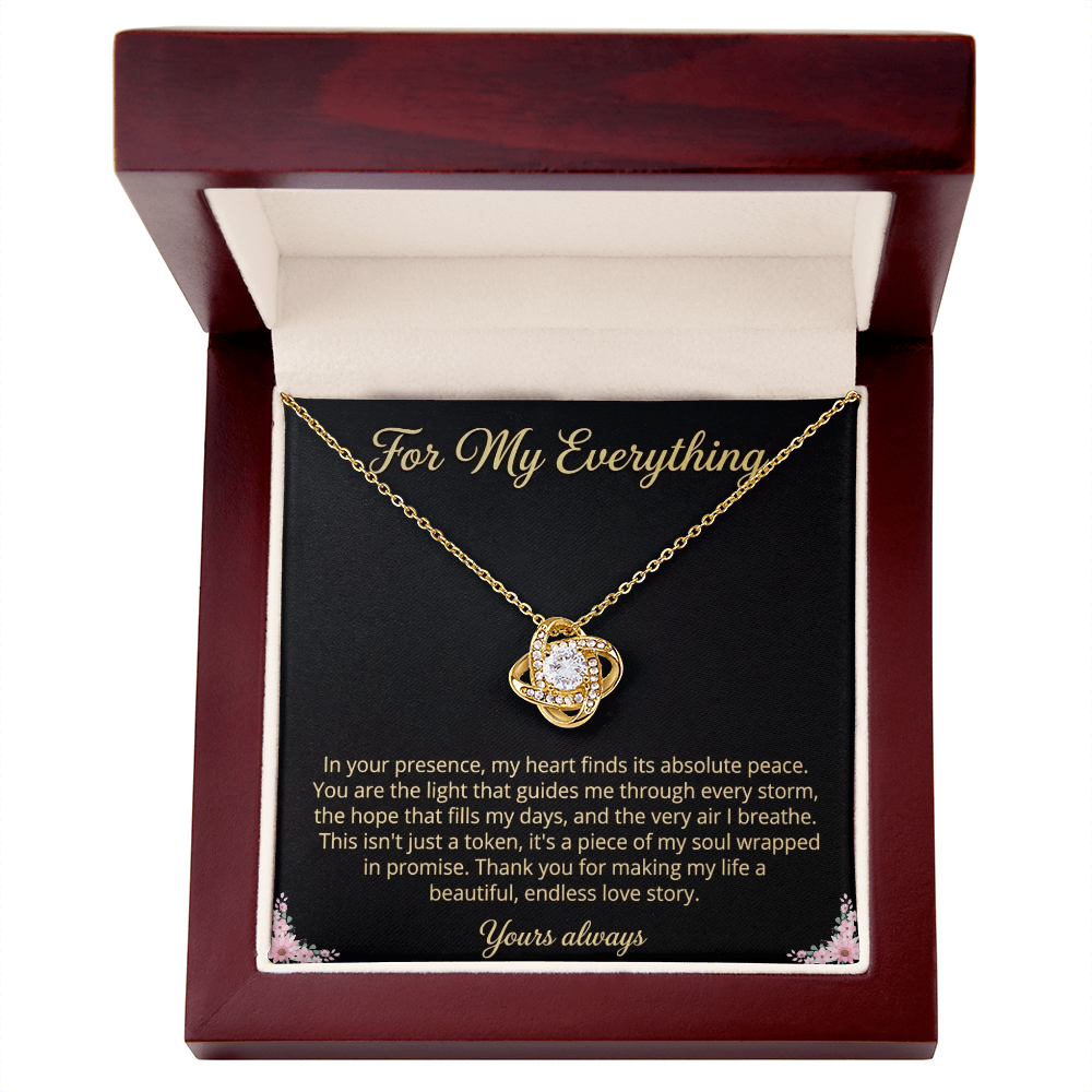 Women's Love Knot Necklace in white gold finish