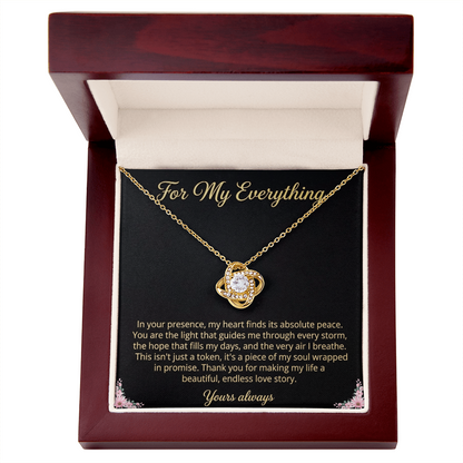 Women's Love Knot Necklace in white gold finish