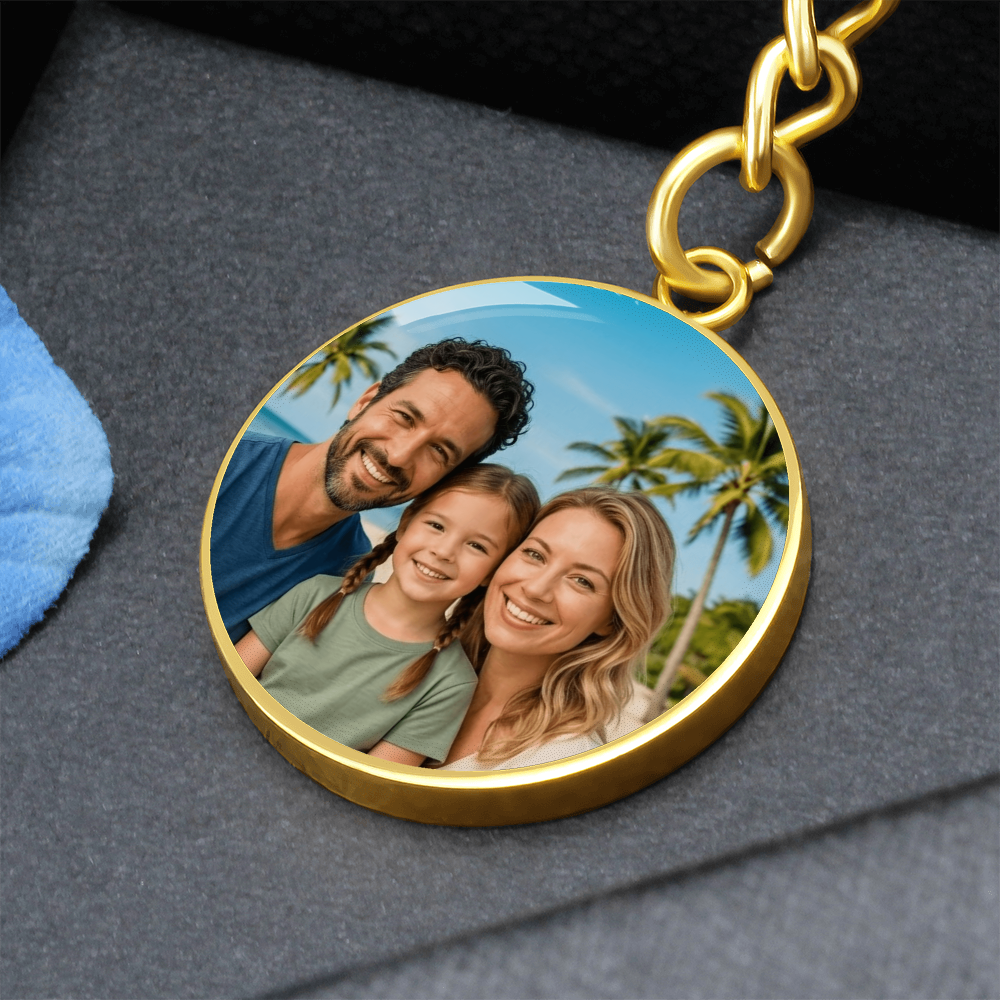 Romantic anniversary round photo keychain gift with custom image