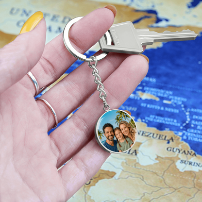 Birthday themed personalized round keychain with photo design