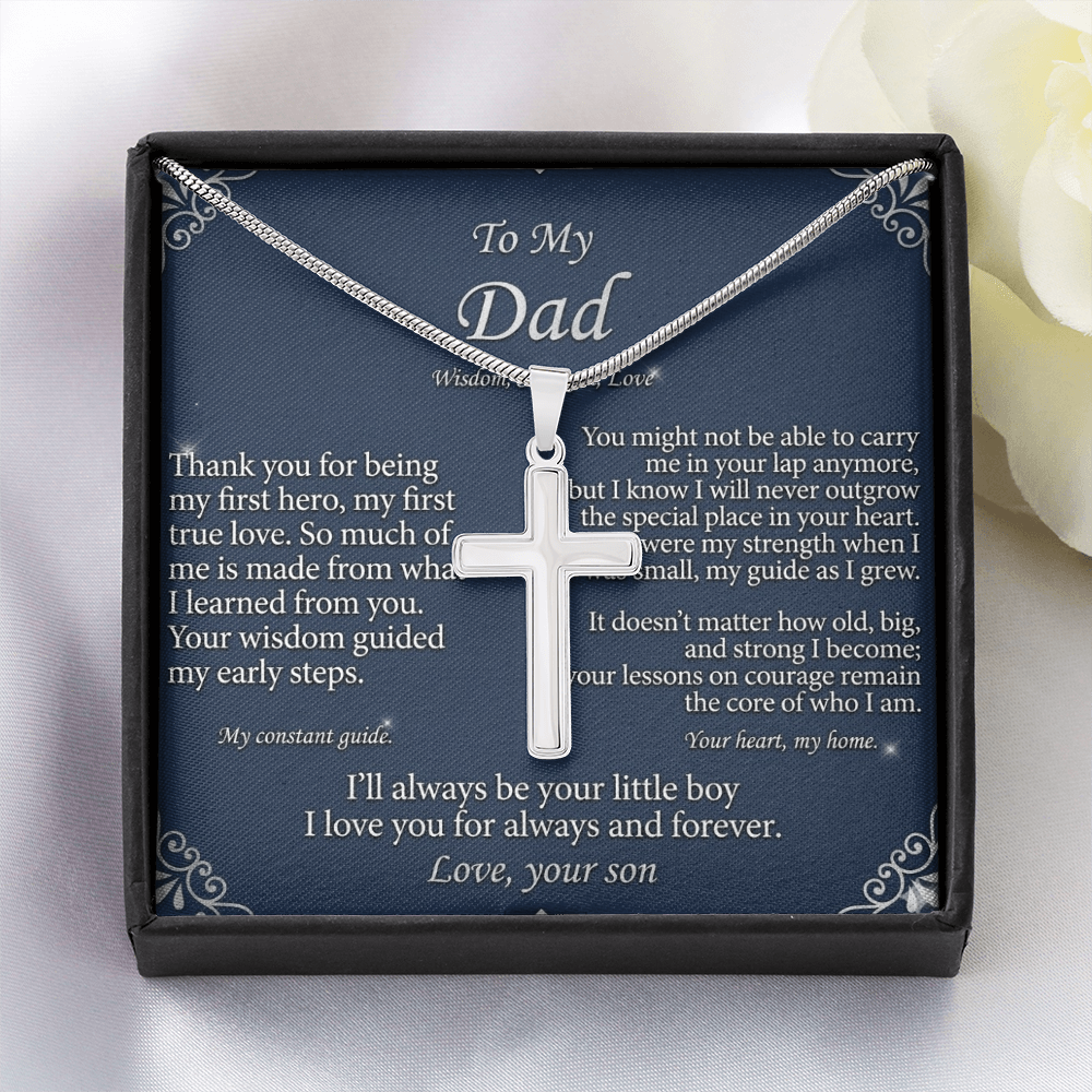 Detailed close-up of artisan cross pendant showing premium craftsmanship and polished finish