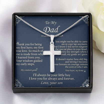 Detailed close-up of artisan cross pendant showing premium craftsmanship and polished finish