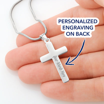 Cross necklace presented as holiday gift for dad