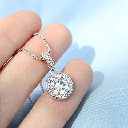 White gold finish necklace with cushion cut crystal