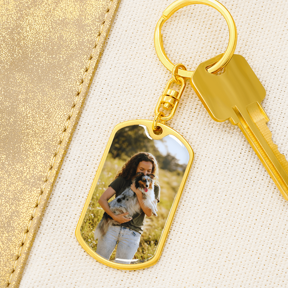 Custom picture dog tag keychain for him