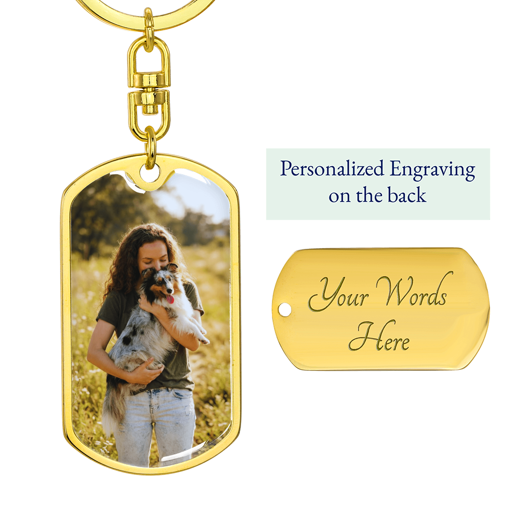 Custom engraved dog tag accessory for everyday use