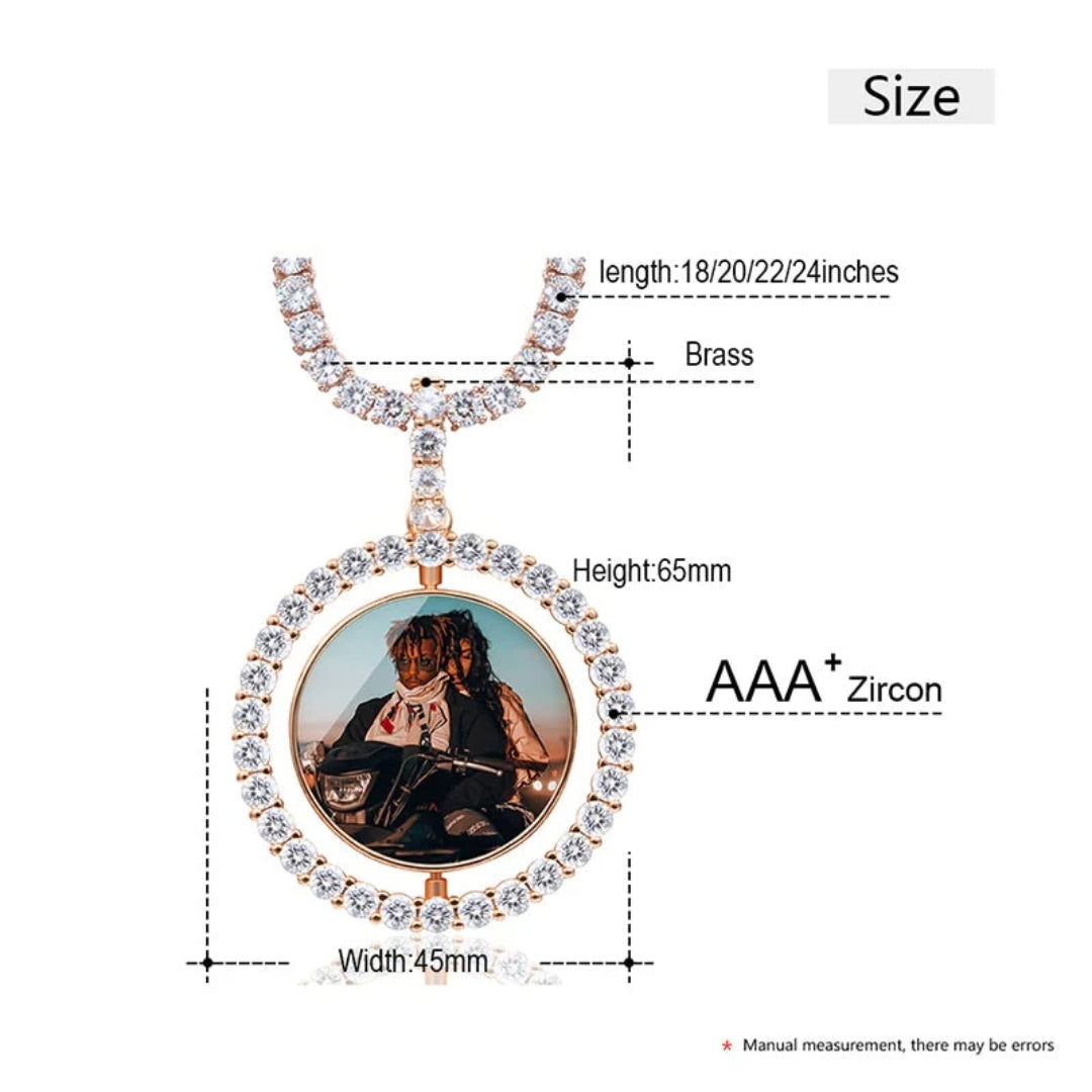 Custom double photo pendant necklace with premium chain