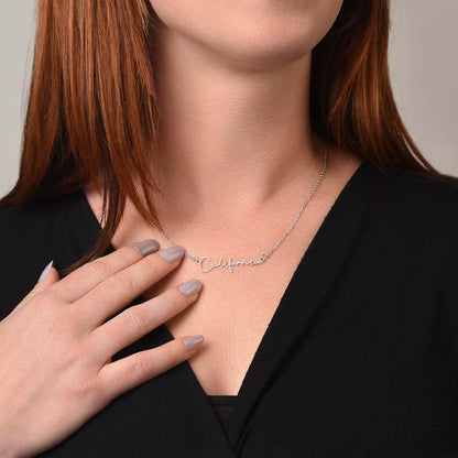 Elegant script font custom name necklace jewelry