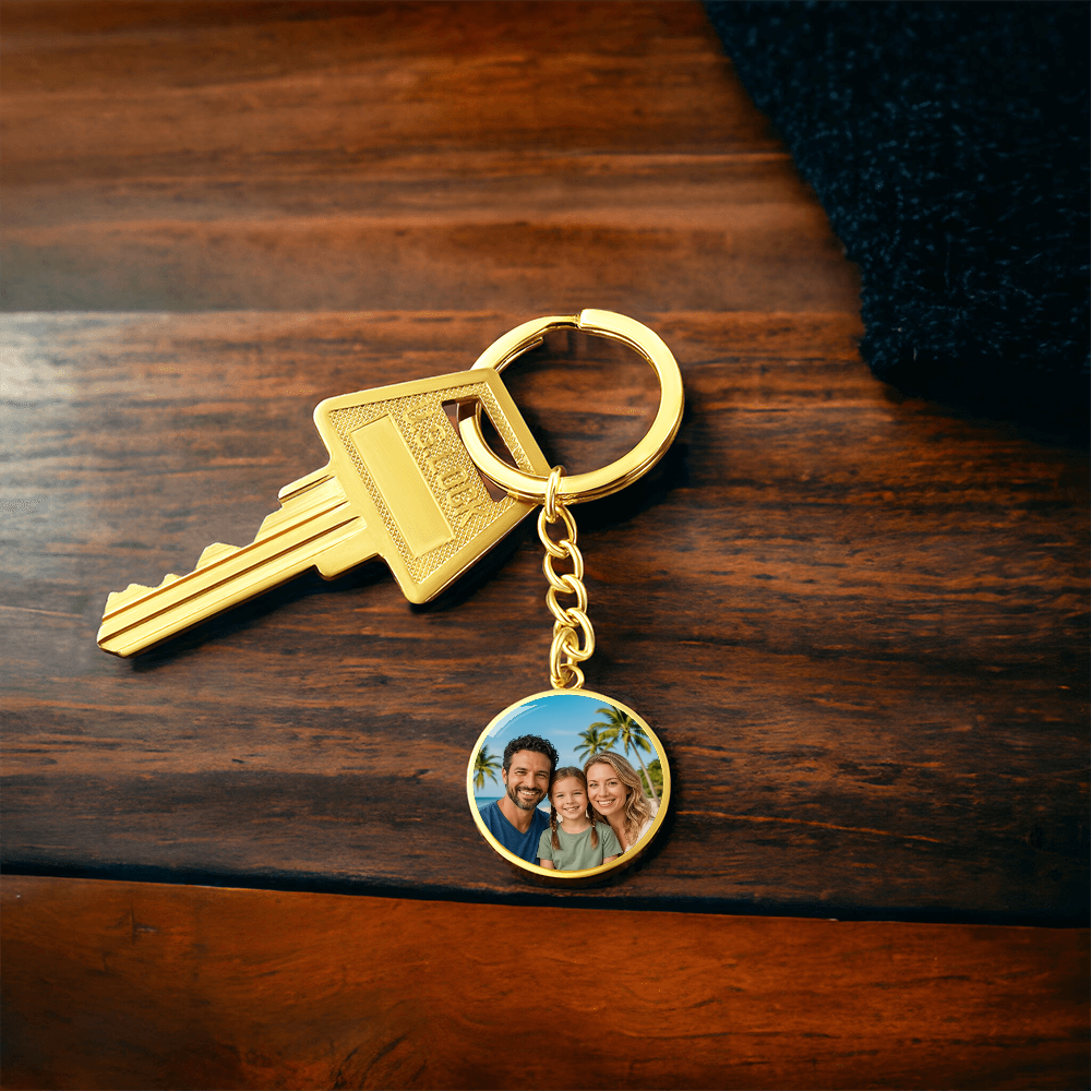Keepsake round keychain designed for emotional memory gifting