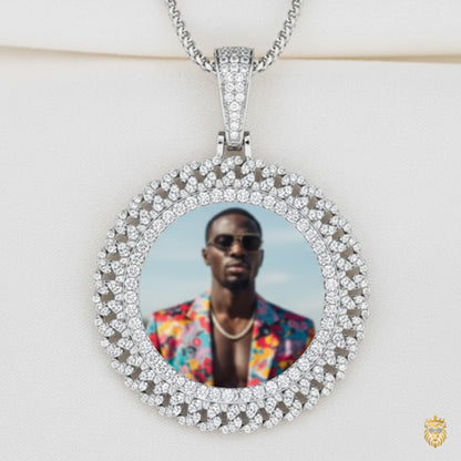Personalized memory necklace showing photo placed inside medallion pendant