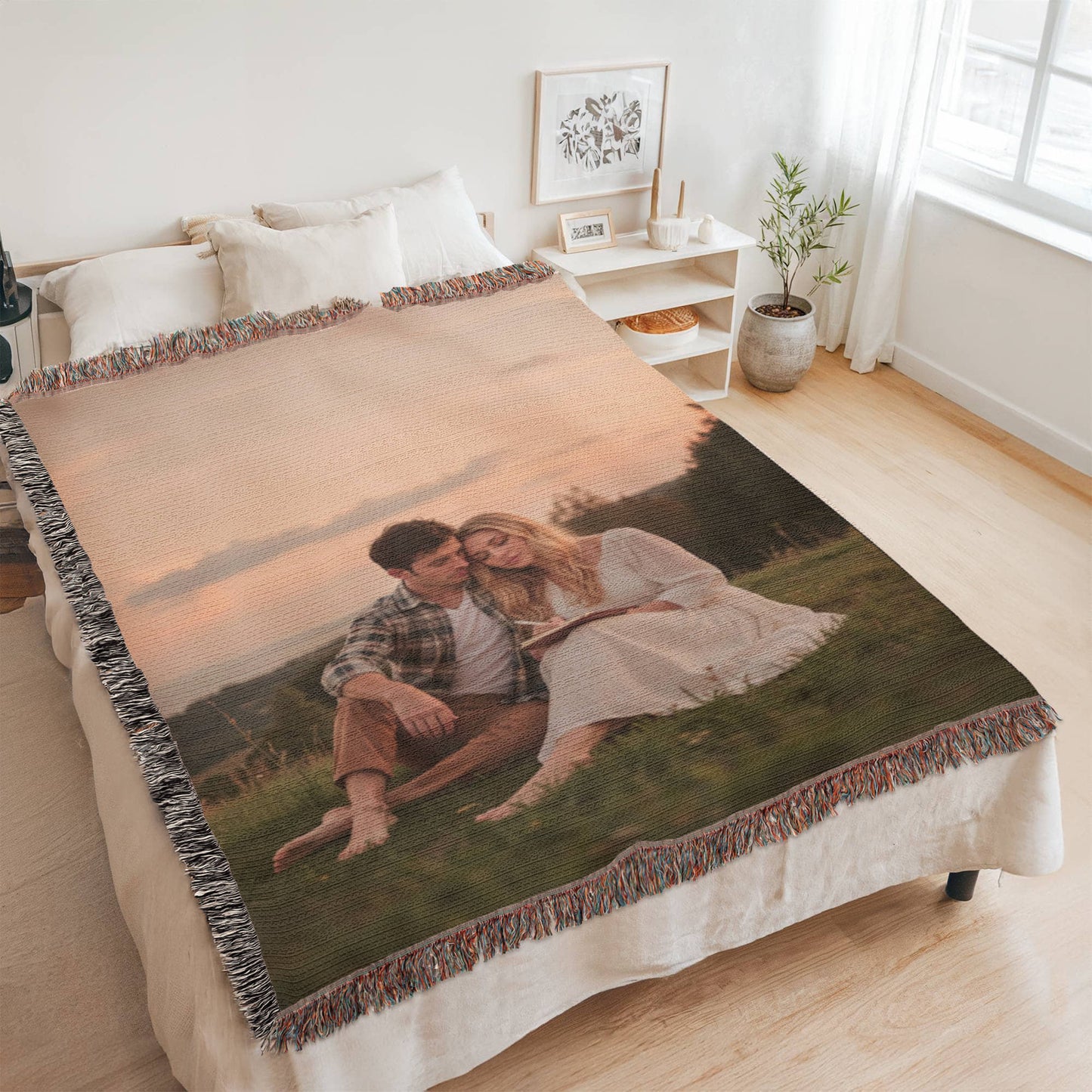 Personalized baby memory blanket made from family pictures.