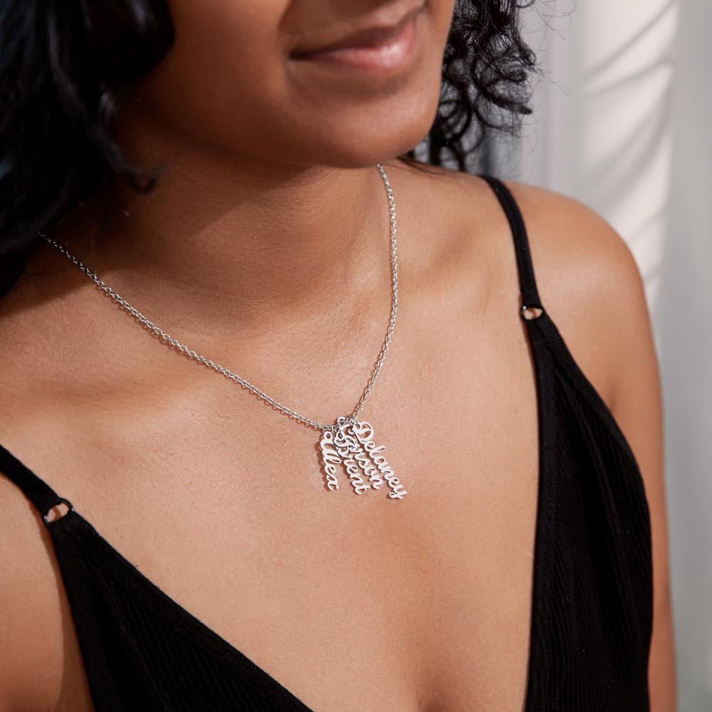Personalized vertical name necklace gift for loved ones