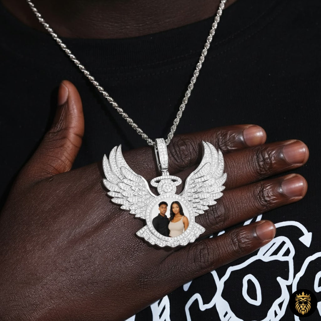 personalized hip hop photo necklace with picture inside