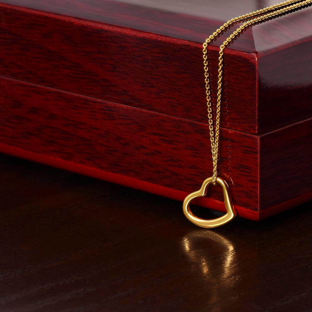 Minimalist heart necklace designed for mothers