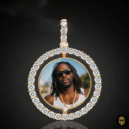 Hip hop style custom photo necklace with rotating pendant feature
