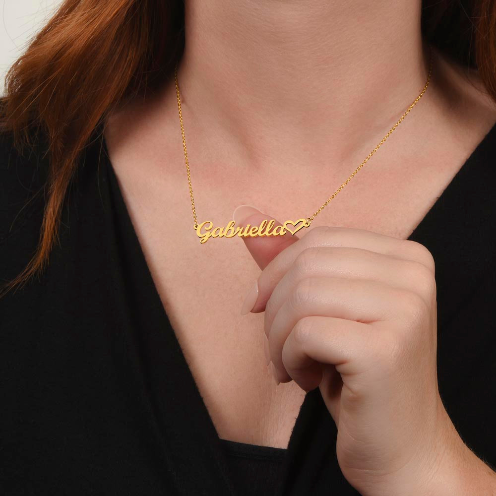 Elegant necklace featuring custom engraved name heart pendant