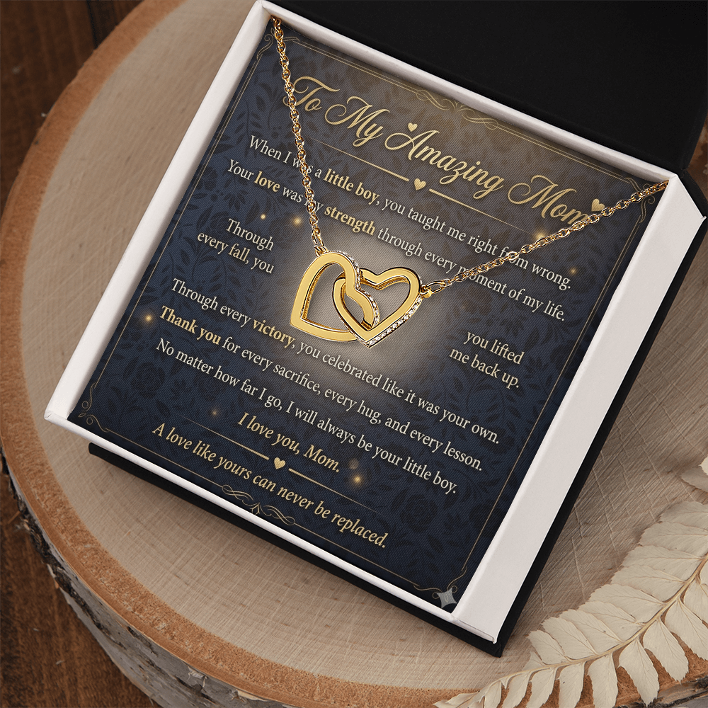 Detailed view of heart pendant necklace symbolizing mother love