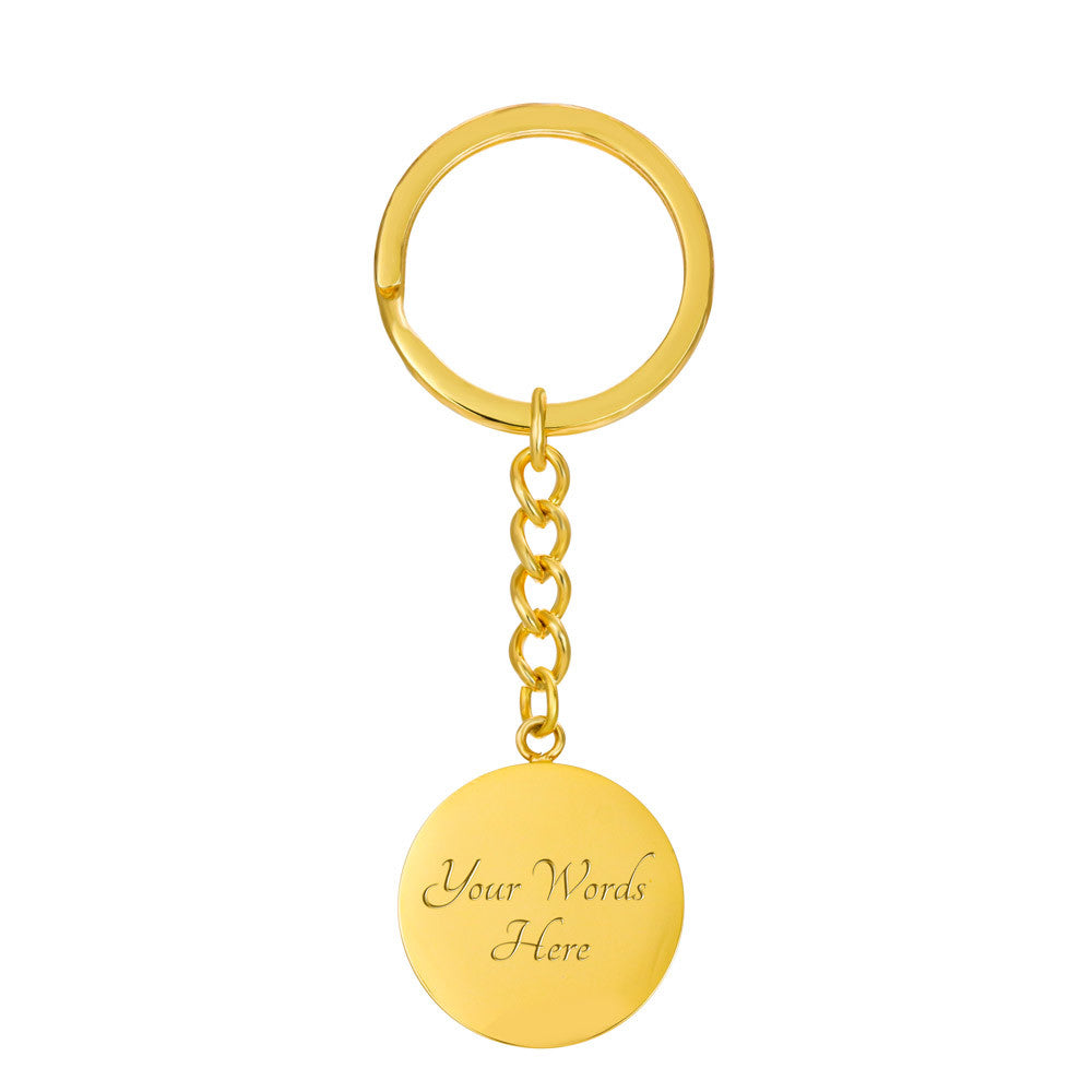 Family themed personalized keychain with circular photo insert