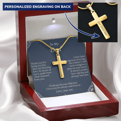 Shiny cross pendant necklace designed as gift for father