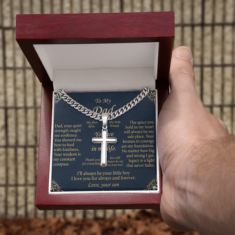 Cross necklace presented as father gift jewelry