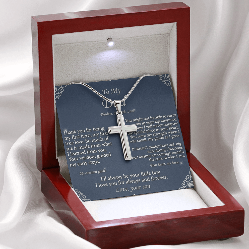 Elegant gift packaging box for cross necklace designed for fathers and special occasions