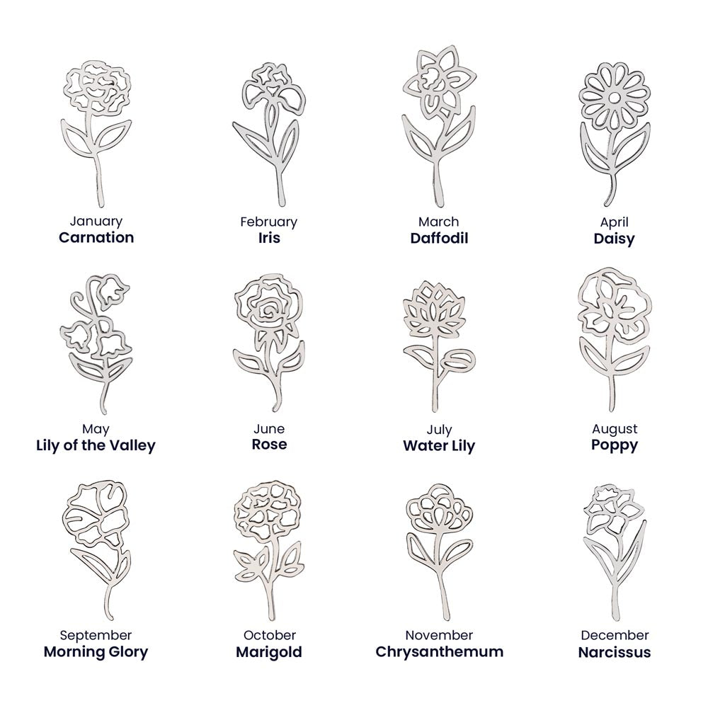 Personalized floral name necklace presented in gift box packaging