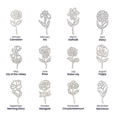 Personalized floral name necklace presented in gift box packaging