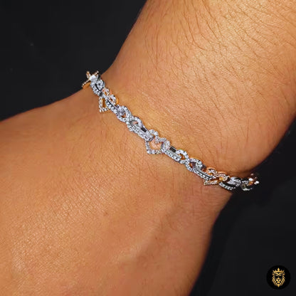 Women's sterling silver moissanite bracelet with sparkling stones